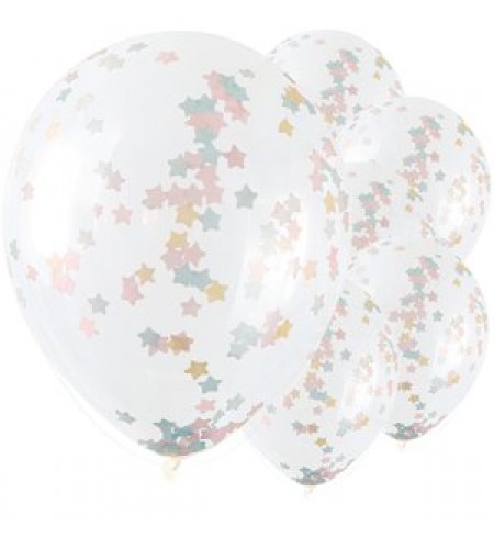 BALÃO TRANSPARENTE ESTRELINHA AZUL E ROSA